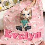 Personalisierte Rosa Gänseblümchen Cartoon Charakter Weiche Decke mit Namen Haus Kinderzimmer Deko Geburtstag Baby Party Geschenk für Mädchen Jungen