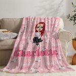 Personalisierte Rosa Gänseblümchen Cartoon Charakter Weiche Decke mit Namen Haus Kinderzimmer Deko Geburtstag Baby Party Geschenk für Mädchen Jungen