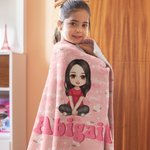 Personalisierte Rosa Gänseblümchen Cartoon Charakter Weiche Decke mit Namen Haus Kinderzimmer Deko Geburtstag Baby Party Geschenk für Mädchen Jungen