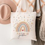 Bolsa de lona reutilizable personalizada con estrella arco iris y nombre Accesorios de viaje Regalo de cumpleaños Vuelta al cole para niños