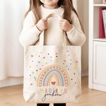 Bolsa de lona reutilizable personalizada con estrella arco iris y nombre Accesorios de viaje Regalo de cumpleaños Vuelta al cole para niños