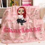 Personalisierte Rosa Gänseblümchen Cartoon Charakter Weiche Decke mit Namen Haus Kinderzimmer Deko Geburtstag Baby Party Geschenk für Mädchen Jungen