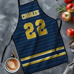 Tablier personnalisé en jersey de sport à rayures multicolores avec nom et numéro Cadeau d'anniversaire de pendaison de crémaillère pour les chefs amateurs de sport