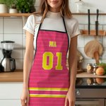 Tablier personnalisé en jersey de sport à rayures multicolores avec nom et numéro Cadeau d'anniversaire de pendaison de crémaillère pour les chefs amateurs de sport