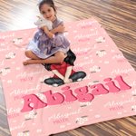 Personalisierte Rosa Gänseblümchen Cartoon Charakter Weiche Decke mit Namen Haus Kinderzimmer Deko Geburtstag Baby Party Geschenk für Mädchen Jungen