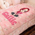 Personalisierte Rosa Gänseblümchen Cartoon Charakter Weiche Decke mit Namen Haus Kinderzimmer Deko Geburtstag Baby Party Geschenk für Mädchen Jungen