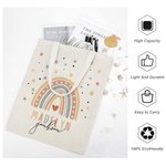 Bolsa de lona reutilizable personalizada con estrella arco iris y nombre Accesorios de viaje Regalo de cumpleaños Vuelta al cole para niños
