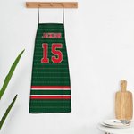 Tablier personnalisé en jersey de sport à rayures multicolores avec nom et numéro Cadeau d'anniversaire de pendaison de crémaillère pour les chefs amateurs de sport