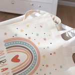 Bolsa de lona reutilizable personalizada con estrella arco iris y nombre Accesorios de viaje Regalo de cumpleaños Vuelta al cole para niños