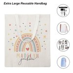 Bolsa de lona reutilizable personalizada con estrella arco iris y nombre Accesorios de viaje Regalo de cumpleaños Vuelta al cole para niños
