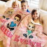 Personalisierte Rosa Gänseblümchen Cartoon Charakter Weiche Decke mit Namen Haus Kinderzimmer Deko Geburtstag Baby Party Geschenk für Mädchen Jungen