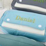 Nombre bordado personalizado Cremallera Estuche de gran capacidad con bolsillo Material escolar Cumpleaños Vuelta al cole Regalo para estudiantes Colegas