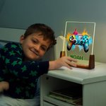 Luz nocturna LED personalizada con nombre de píxel y base de madera Decoración de guardería Regalo de cumpleaños para niños