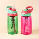 Borraccia personalizzata con fiore della nascita multicolore da 475ml con cannuccia regalo del ritorno a scuola e attività all'aperto per bambini