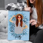 Gepersonaliseerd Faux Glitter Olieverfschilderij Effect Foto Canvas Schilderij Verjaardag Home Decor Herdenkingscadeau voor familie Vriend