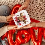 Personalised Coquette Bow Love Highland Cow PU Leather Jewellery Box with Name Travel Essentials Birthday Valentine’s Day Gift for Women