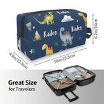 Neceser portátil personalizado de gran capacidad con nombre y asa para un simpático dinosaurio Día del niño Regalo de vuelta al cole para niños