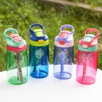 Borraccia personalizzata con fiore della nascita multicolore da 475ml con cannuccia regalo del ritorno a scuola e attività all'aperto per bambini