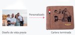 Cartera plegable personalizada de cuero PU con foto texto grabado y múltiples ranuras para tarjetas regalo para el Día del Padre o aniversario