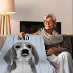 Personalised Black and White Pet Photo Portrait Soft Throw Blanket with Name Home Decor Birthday Anniversary Gife for Pet Lover