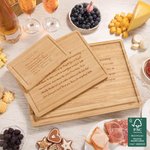 Personalisierte eingraviert Sie eigenen Brief Rezept FSC Bambus Charcuterie Schneidebrett mit Saft Nut Housewarming Hochzeit Geschenk für Familie Freunde
