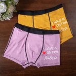 Personalizado I Have A Heart On Para Boxer Breve con Nombre Ropa interior masculina Día de San Valentín Aniversario Cumpleaños Regalo para Marido Novio