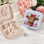Personalised Coquette Bow Love Highland Cow PU Leather Jewellery Box with Name Travel Essentials Birthday Valentine’s Day Gift for Women