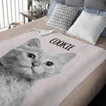Personalised Black and White Pet Photo Portrait Soft Throw Blanket with Name Home Decor Birthday Anniversary Gife for Pet Lover