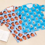 Personalized Multicolour 1-4 Portrait Photos Short-Sleeve Shirt Pants Matching Pajama Set with Drawstring Waist Birthday Gift for Family Kids