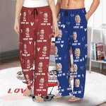 Personalisierte Lustige Lebkuchenmann Herz Pyjama-Hose mit Portrait Foto Text Kordel Weihnachten Jahrestag Geschenk für Damen Herren
