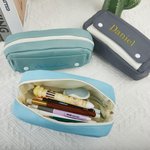 Nombre bordado personalizado Cremallera Estuche de gran capacidad con bolsillo Material escolar Cumpleaños Vuelta al cole Regalo para estudiantes Colegas