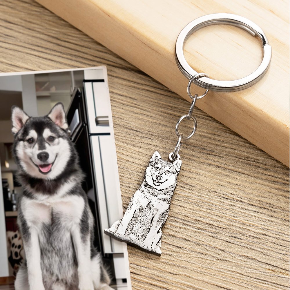 Portachiavi personalizzati con l'immagine del tuo cane o gatto, realistico e carino.