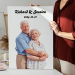Personalised 3D Cartoon Portrait Photo Canvas Painting with Title and Date Wall Decor Valentine's Day Anniversary Wedding Gift for Couple Family