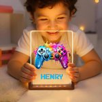 Luz nocturna LED personalizada con nombre de píxel y base de madera Decoración de guardería Regalo de cumpleaños para niños