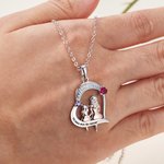 Personalisierte Mutter Tochter Herz Halskette mit Text Gravur Geburtssteinen Muttertag Geburtstag Geschenk für Damen Mädchen