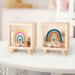 Hucha de madera transparente arco iris personalizada con nombre Decoración de guardería Cumpleaños Baby Shower Regalo para niños