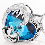 Personalised Dazzling Heart Crystal Zircon Penguin Couple Pendant Necklace with Engraved Names Valentine's Day Anniversary Gift for Loved One