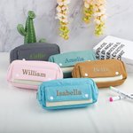 Nombre bordado personalizado Cremallera Estuche de gran capacidad con bolsillo Material escolar Cumpleaños Vuelta al cole Regalo para estudiantes Colegas