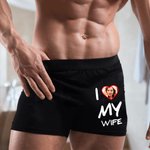 Personalized I Love My Wife Heart Face Photo Boxer Brief with Title Soft Breathable Men's Underwear Birthday Valentine's Day Anniversary Gift for Him