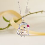 Personalisierte Mutter Tochter Herz Halskette mit Text Gravur Geburtssteinen Muttertag Geburtstag Geschenk für Damen Mädchen