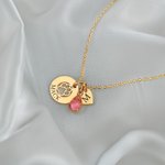 Personalizado Disco Hueco Perro Pata Nombre Ajustable Collar con Corazón Inicial Piedra de Cumpleaños Charm Aniversario Cumpleaños Regalo para Mujeres Pet Lovers