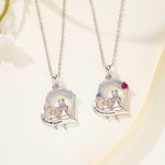 Personalisierte Mutter Tochter Herz Halskette mit Text Gravur Geburtssteinen Muttertag Geburtstag Geschenk für Damen Mädchen