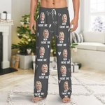 Personalisierte Lustige Lebkuchenmann Herz Pyjama-Hose mit Portrait Foto Text Kordel Weihnachten Jahrestag Geschenk für Damen Herren