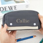 Nombre bordado personalizado Cremallera Estuche de gran capacidad con bolsillo Material escolar Cumpleaños Vuelta al cole Regalo para estudiantes Colegas