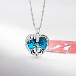 Personalised Dazzling Heart Crystal Zircon Penguin Couple Pendant Necklace with Engraved Names Valentine's Day Anniversary Gift for Loved One