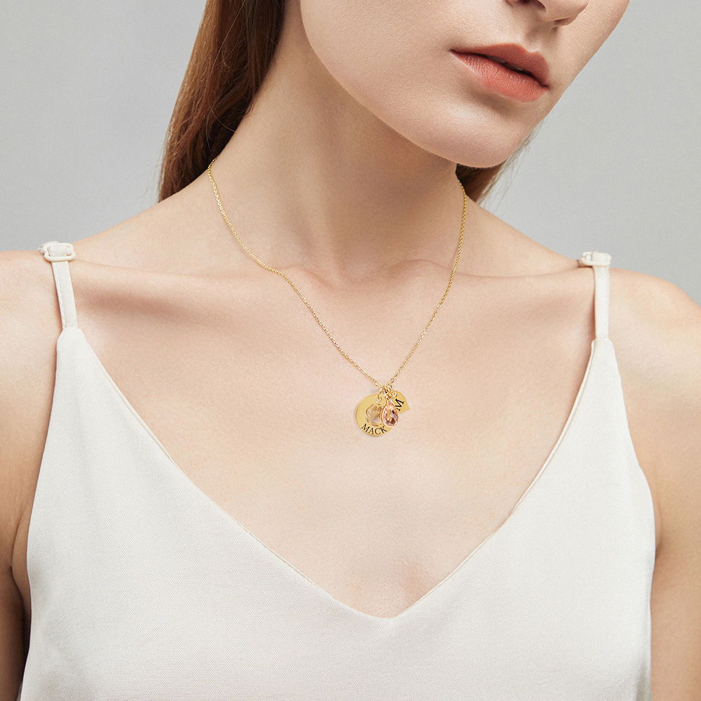 Collier réglable en forme de patte de chien avec coeur, initiale et pierre de naissance Cadeau d'anniversaire pour les femmes et les amoureux des animaux.