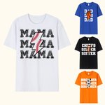 Personalizado Rayo Baloncesto Fútbol Diseño 100% algodón Camiseta con el número del título y el nombre Día del partido Cumpleaños Regalo para la familia