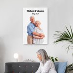 Personalised 3D Cartoon Portrait Photo Canvas Painting with Title and Date Wall Decor Valentine's Day Anniversary Wedding Gift for Couple Family