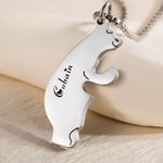 Personalized Engraved Hug Polar Bear Set of 2 Necklaces with Names Cute Jewelry Valentine's Day Gift for Couple