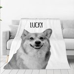 Personalised Black and White Pet Photo Portrait Soft Throw Blanket with Name Home Decor Birthday Anniversary Gife for Pet Lover